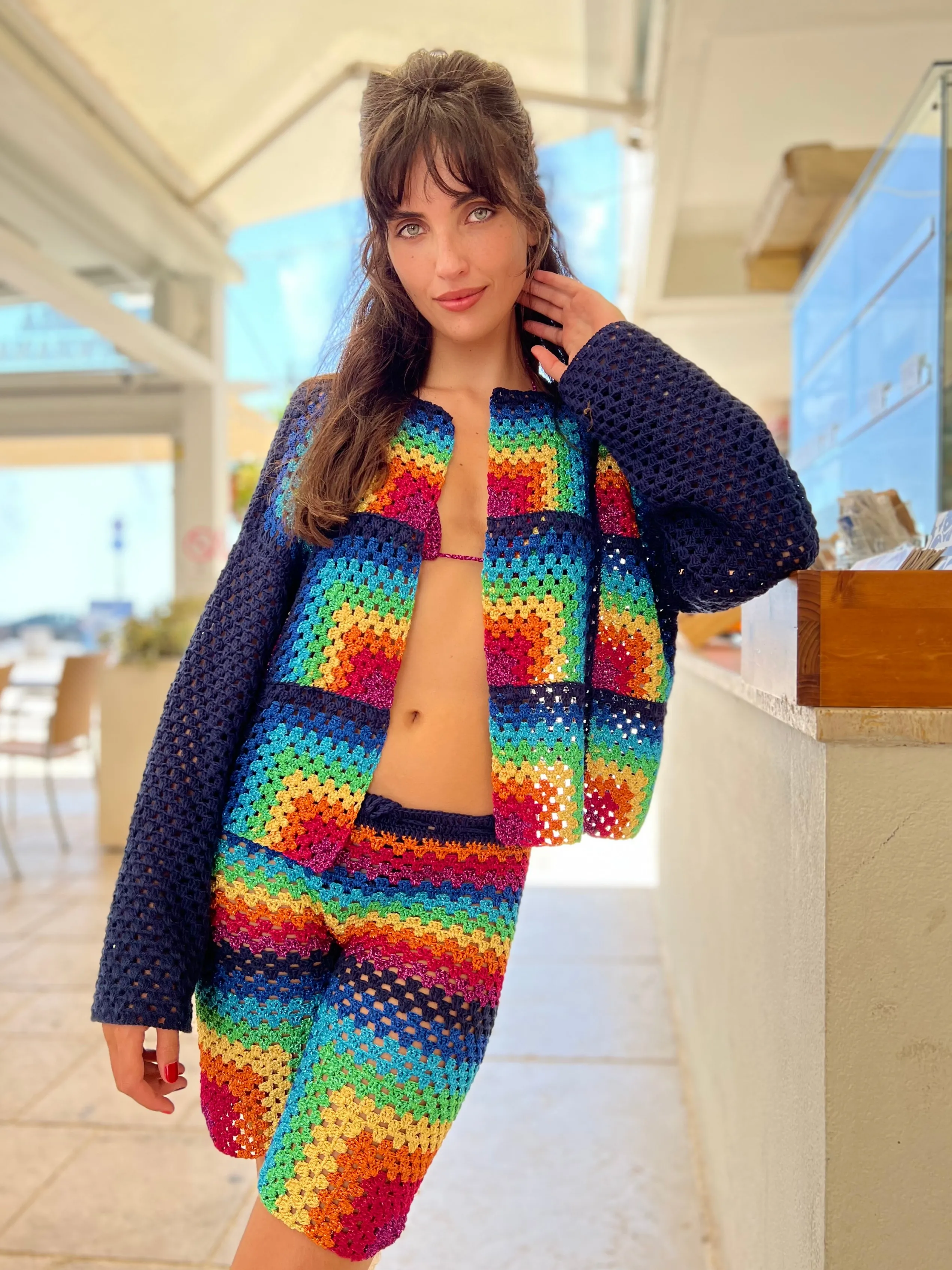 Rose Carmine NAVY RAINBOW BOLERO- Boleros
