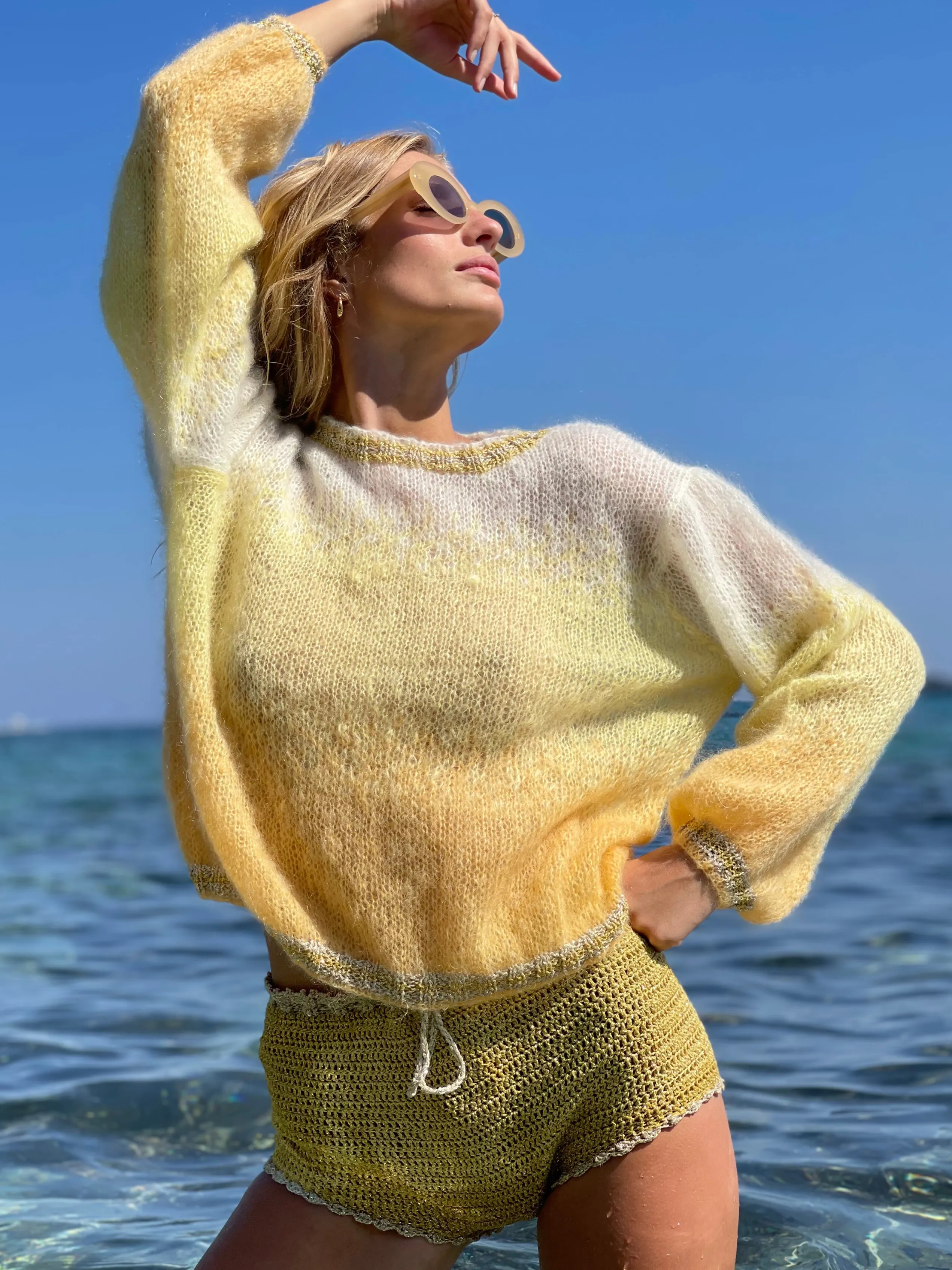 Rose Carmine YELLOW TIE&DYE 3 COLORS SWEATER- Sweaters
