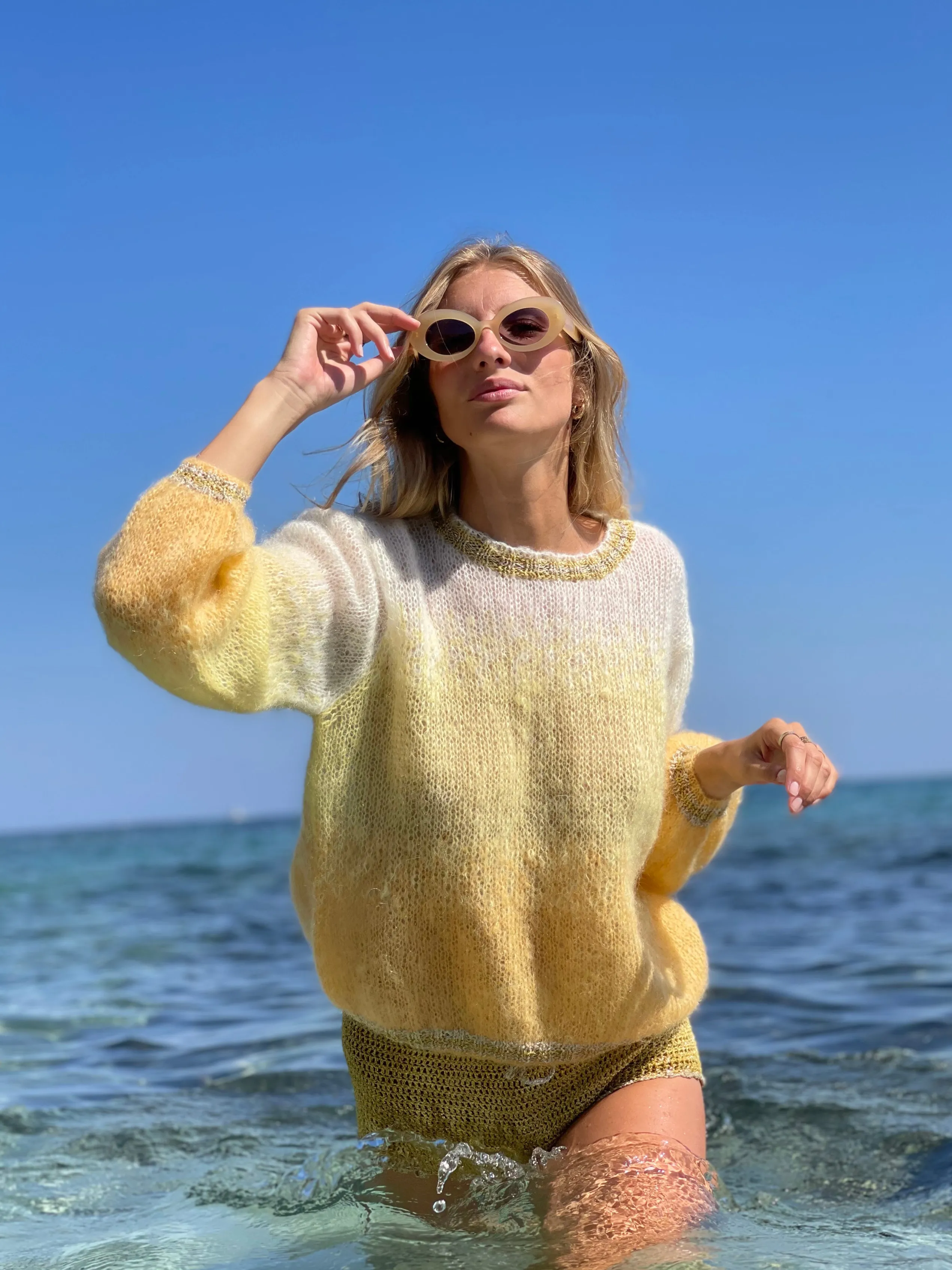 Rose Carmine YELLOW TIE&DYE 3 COLORS SWEATER- Sweaters
